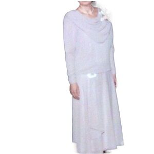 Vintage Ursula of Switzerland Dress Purple Cowl Neck Pearls